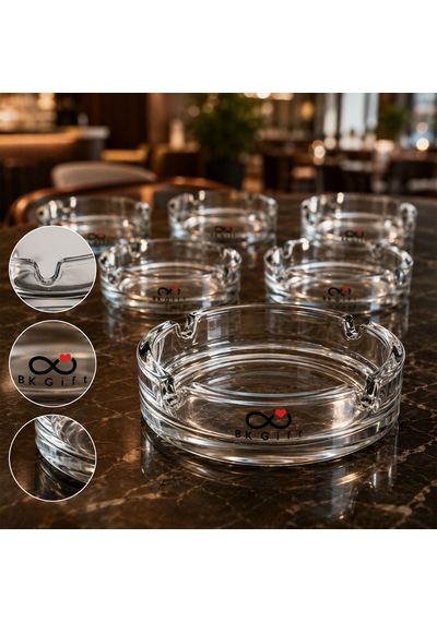 Logonuza Özel 10 Adet Bistro Cam Küllük 11 Cm Yuvarlak Kurumsal Promosyon Küllük