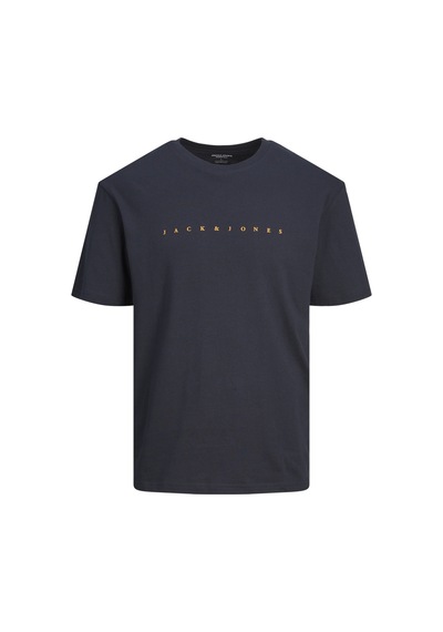 Jack & Jones Kisa Kollu Logo Baskili Tisört - Çocuk 12237435 Dark Navy Siyah