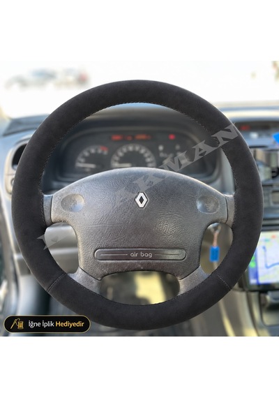 Renault Safrane Dikme Direksiyon Kılıfı Alcantara Süet Monza Black 1996-2000 Siyah