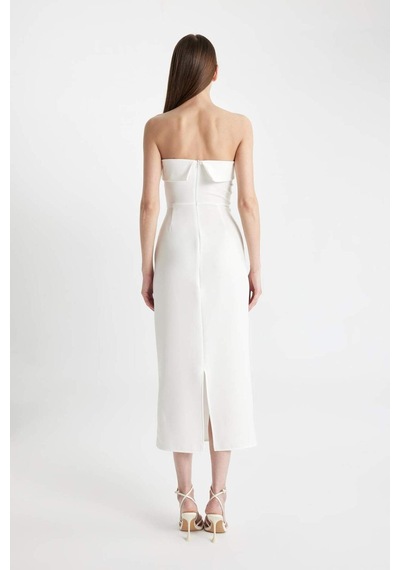 DeFacto Bodycon Vücudu Saran Straplez Maxi Abiye Elbise D3268AXNSWT32
