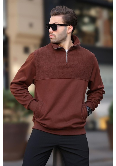 Madmext Acı Kahverengi Dik Yaka Yarım Fermuarlı Polar Sweatshirt 7096 Acı Kahverengi Madmext Acı Kahverengi Dik Yaka Yarım Fermuarlı Polar Sweatshirt 7096 Acı Kahverengi