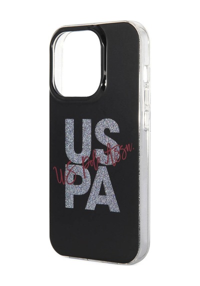Apple iPhone Uyumlu 15 Pro Max Kılıf U.s. Polo Assn.  Lisanslı Simli Parlak Alfabe Tasarım Kapak - Kırmızı