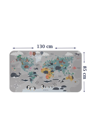 Eğitici Dünya Haritası Dünya Atlası Çocuk Ve Bebek Odası Duvar Sticker-85x130-3821 Çok Renkli
