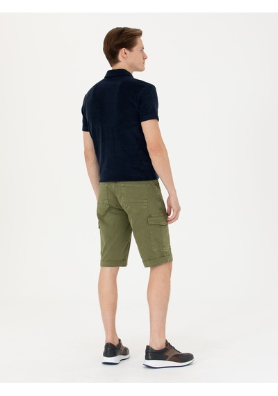 Cacharel Haki Slim Fit Jean Bermuda Şort Yesıl