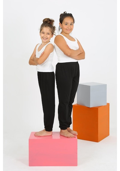 Akbeniz Kız Çocuk Sıfır Kol Beyaz Penye Pijama Takım 20433