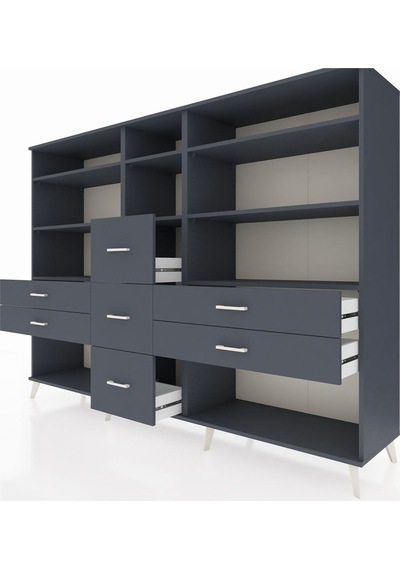 Hyperion Dolap 8 Raflı 7 Çekmeceli 220x44x163 Antrasit-antrasit Antrasit-antrasit Hyperion Dolap 8 Raflı 7 Çekmeceli 220x44x163 Antrasit-antrasit Antrasit-antrasit
