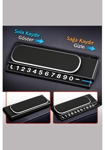 Kayar Kapaklı Araç Park Numaratörü, Gizlenebilir Torpido Üstü Telefon Numarası Kartı, Değiştirilebilir Rakamlı Otopark İletişim Levhası