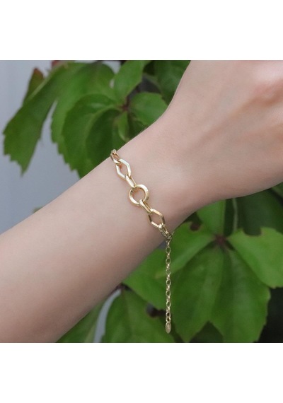 Yuvarlak Gold Kaplama Gümüş Hallow Bileklik Gümüş