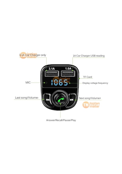 Carx8 Fm Transmitter Bluetooth Araç Kiti 4.0 Micro Sd Usb  Şarj