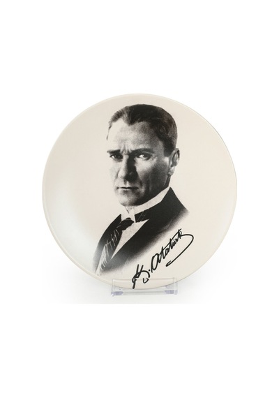 Keramika Atatürk Dekorlu Plastik Ayaklı Tabak Çok Renkli