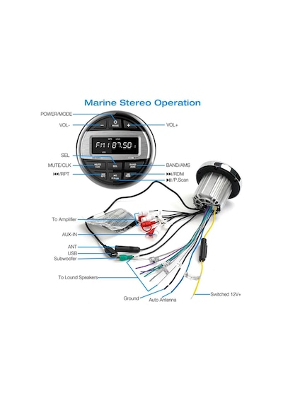 Labarka Marin Multimedya Teyp - Bluetooth, USB, 4x50 Watt - Yuvarlak