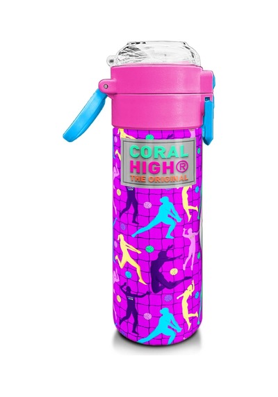 Coral High Kids Pembe Mor Voleybol Desenli Pipetli Ve Direkt İçim Çelik Termos 500 Ml 31795 Pembe - Turkuaz