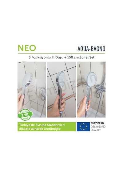 Aqua Bagno Neo El Duşu - Duş Başlığı 3 Fonksiyonlu