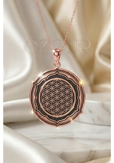 925 Ayar Gümüş Yaşam Çiçeği Kolye Rose Gold