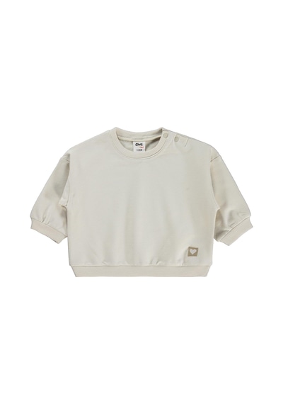 Civil Baby Civil Basic Kalp Etiketli 6-18 Ay Sweatshirt - Bej Açık Bej