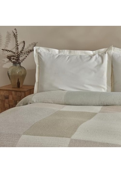 Karaca Home Cube %100 Pamuk Çift Kişilik Müslin Pike Bej Açık Indigo