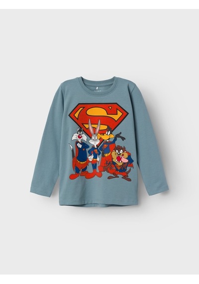 Name It Bisiklet Yaka Baskılı Duman Yeşili Erkek Çocuk Sweatshirt 13221181 001 Yeşil