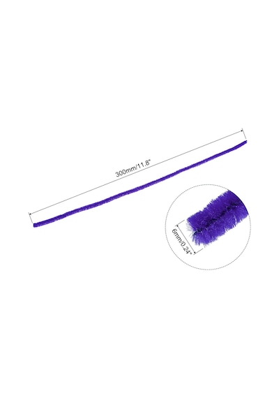25'li Mor Renkli Şönil, Eğitici Şönil Seti, Tüylü Tel, 30 Cm, Peluş Tel