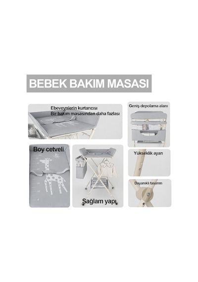 Missidea Relaxus Portatif Bebek Alt Değiştirme Bakım Masası Sepetli Organizer Katlanabilir Taşınabilir İstasyon