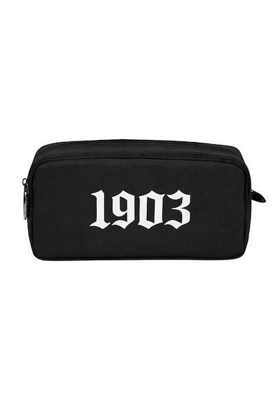 Beşiktaş Lisanslı 1903 Baskılı Kalemlik - Siyah Su İtici Kumaşlı Çift Bölmeli Kalem Çantası Siyah - Beyaz