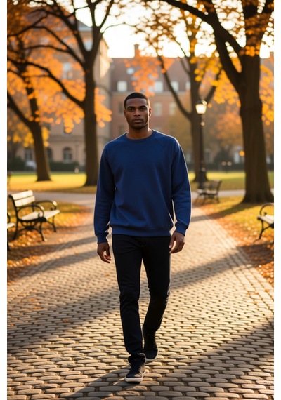 Benerly Erkek Bisiklet Yaka Reglan Kol Oversize Kalıp Sweatshirt Fonksiyo Lacivert