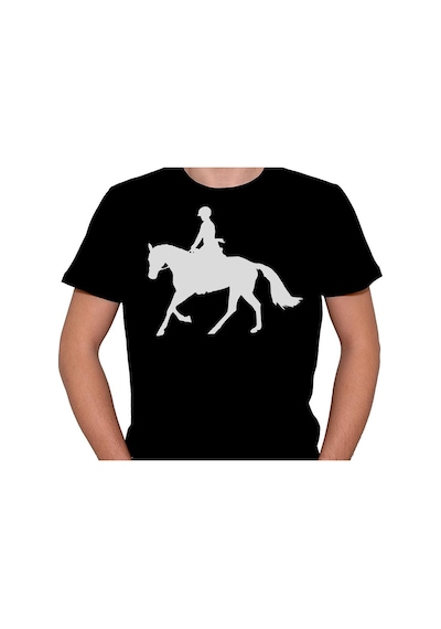 Binicilik At Silüet Yarış Jokey Tişört Unisex T-shirt 001