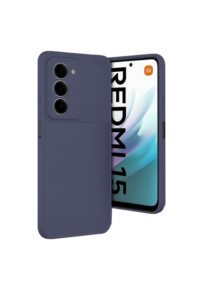 Coverzone Xiaomi Redmi 15 İle Uyumlu Silikon Kılıf Kamera Korumalı Karbon Tpu Brimstone Ultra Slim Fit Delux Lacivert