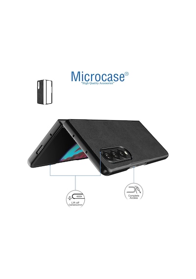 Samsung Uyumlu Galaxy Z Fold 3 Için Deri Desenli Plastik Kilif - Siyah 538284454