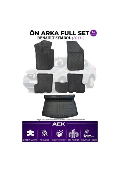 Renault Symbol 2013+ 5d Karbon Paspas Takımı +3d Pvc Bagaj Havuzu