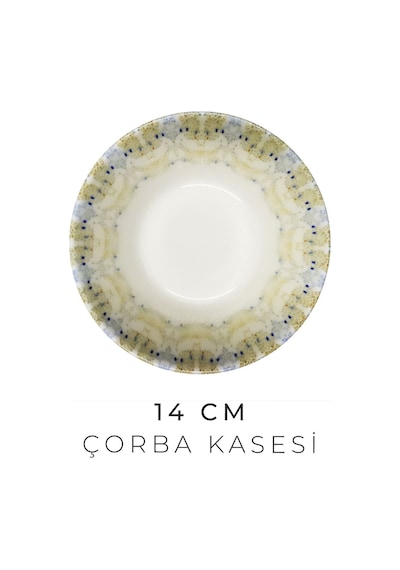 Kitchen Life 12 Parça 4 Kişilik Mozaik Bahçesi Porselen Yemek Takımı  - New Bone  Yemek Seti