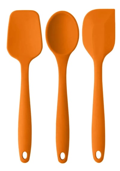 Pink Rose Bybirgül 27 Cm Büyük Boy Yanmaz Yapışmaz Silikon Spatula Seti 3 Parça Turuncu