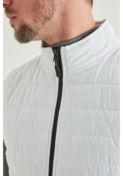 D's Damat Regular Fit Beyaz Dik Yaka Elyaf Dolgulu Mevsimlik Fermuarlı Yelek Mont 7HF07ORT42611