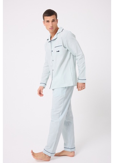 L'espadon Marısılk Premium Dokuma Uzun Kollu Uzun Paçalı Erkek Pijama Takımı-3185 Nane Yeşili
