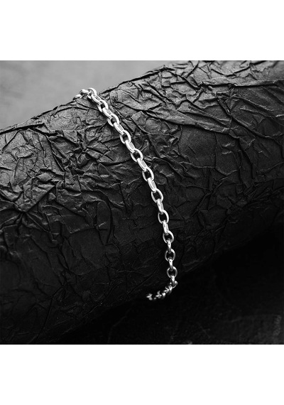 İpek Silver925 Ayar Gümüş Halka Zincirli Erkek Bileklik Çok Renkli