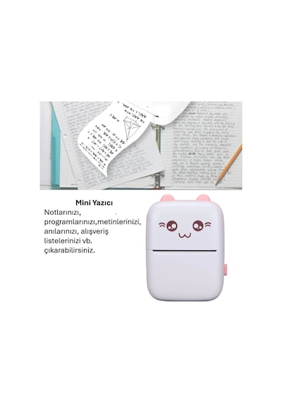 Sevimli Mini Taşınabilir Yazıcı Printer Renkli