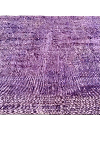 El Dokuma Mor Eskitme Halı 103x137 Vintage %100 Yün Halı Mor