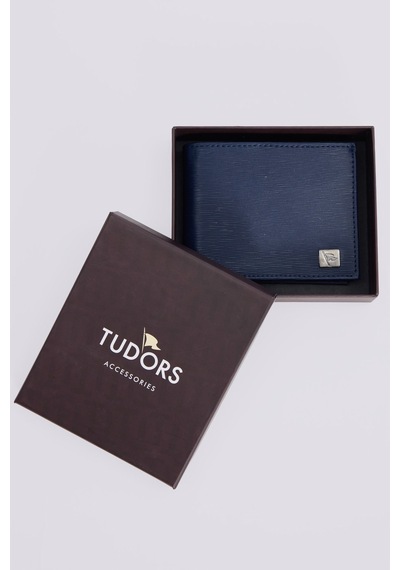 Tudors Lacivert Dokulu Kart Para Bölmeli Erkek Cüzdan-51541