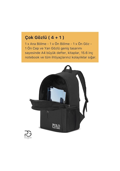 Orijinal Unisex Çok Gözlü Su Geçirmez Spor Kurs Laptop Gezi Seyahat Ve Günlük Kullanım Sırt Çantası siyah