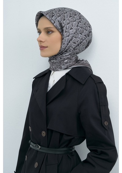 Armine Saf İpek Sura Eşarp-2026 İlkbahar-yaz- 951800d Füme-gümüş