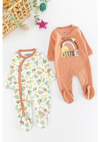 Babymod Figürlü Uzun Kollu 2'li Kız Bebek Tulum Takım 001