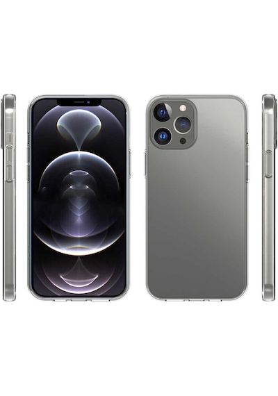 Apple Uyumlu iPhone 15 Pro Max Kılıf İnce Ve Esnek Şeffaf Süper Silikon