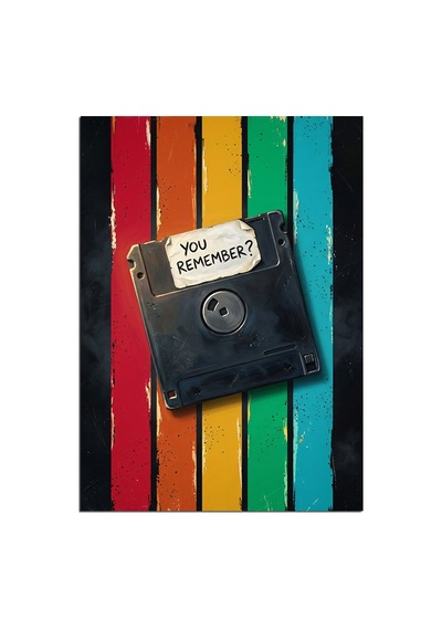 Gökkuşağı Disket Retro Hatıra Posteri Dekoratif Kanvas - Mdf Ahşap Tablo Çok Renkli