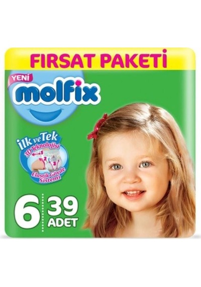 Molfix 3D Bebek Bezi 6 Numara Xlarge Fırsat Paketi 39 Adet