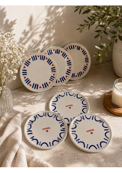 6 Lı Amore Blue Pasta Tabağı Renkli