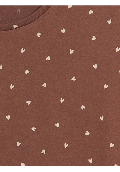 Lcw Dream Kahverengi Bisiklet Yaka Desenli Kadın Pijama Üstü