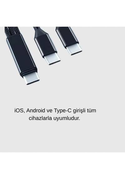3 Ü 1 Arada Şarj Kablosu Type-c İos Android Uyumlu Hızlı Ve Güvenli Şarj 23296853