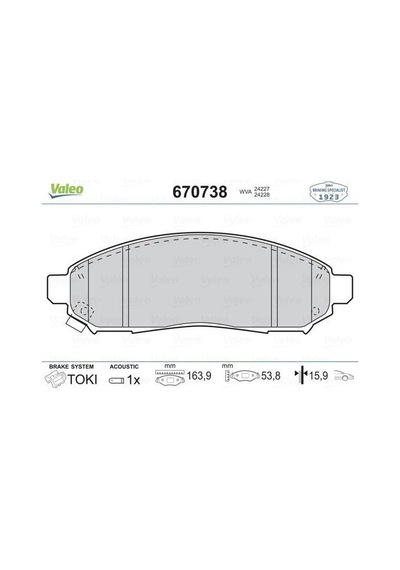 VALEO 670738 Ön Balata Nissan Navara 2.5DCI 3.5 05-10- Pathfınder 2.5DCI 4.0 05-10- (41060Eb325)
