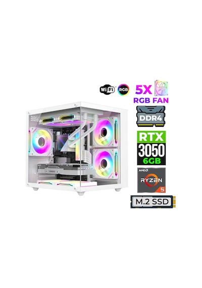 Xaser Astra X60 R5-5600X 32 GB 1 TB M.2 NVMe SSD RTX3050 Free Dos Masaüstü Oyuncu Bilgisayarı
