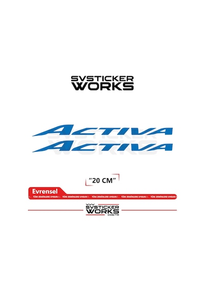 Honda Activa Sticker Uyumlu Yazı Yüksek Kalite Özel Kesim Folyo 2'li Set Mavi