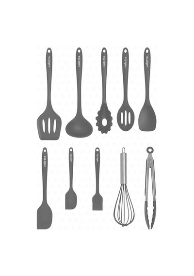 Ayrex Valletta Salvatore Isıya Dayanıklı Yanmaz Yapışmaz Silikon Spatula Seti 10 Parça Gri Vlt1118 Diğer